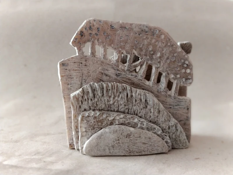 Forma scultorea con linee in rilievo e aperture — belle arti dal mondo di PAGANE