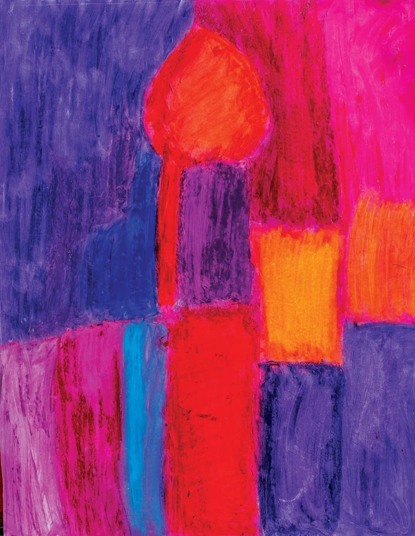 Orange, pink and violet colour forms — painting by Kristiyan Petrov