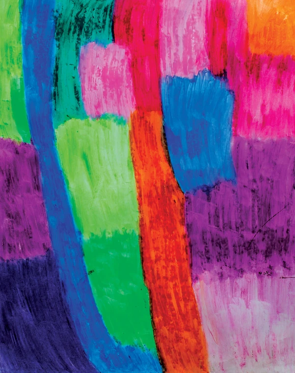 Gesti cromatici vivaci in verde, blu, arancione e rosa — dipinto di Kristiyan Petrov