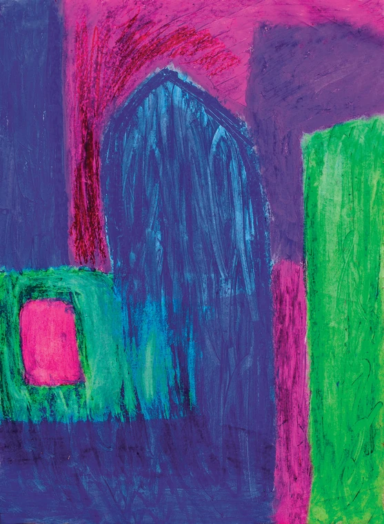 Forma ad arco blu su rosa e viola — dipinto di Kristiyan Petrov