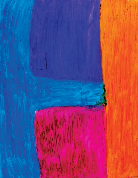 Campiture geometriche blu, arancioni e rosa — dipinto di Kristiyan Petrov
