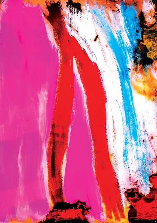 Gesti rosa e rossi con tracce bianche e blu — dipinto di Kristiyan Petrov