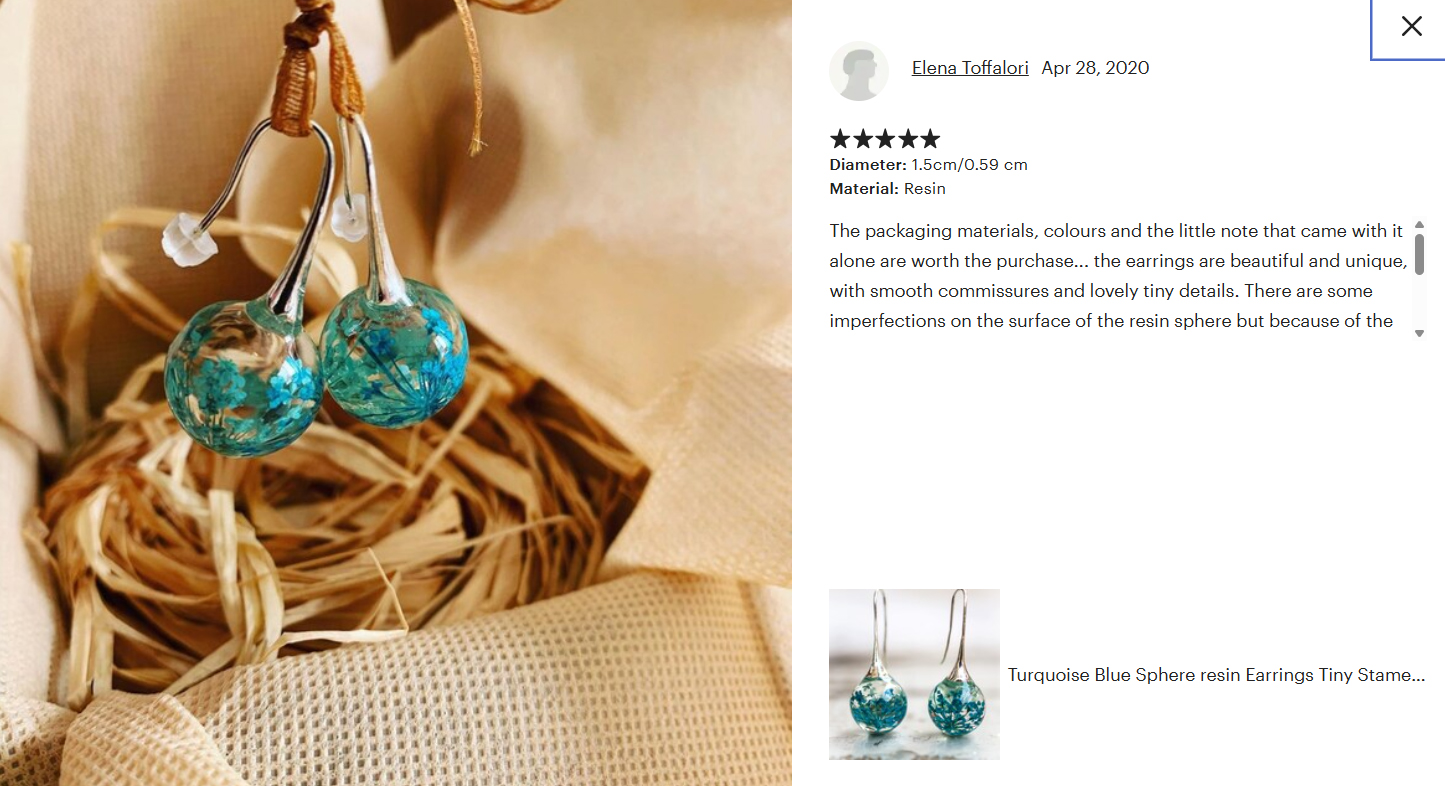 Recensione originale su Etsy con foto: orecchini sferici turchesi